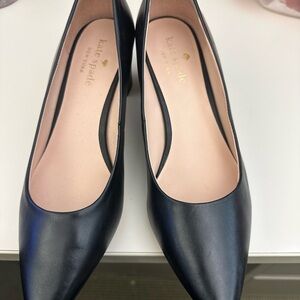Kate Spade leather stacked low heel pump
